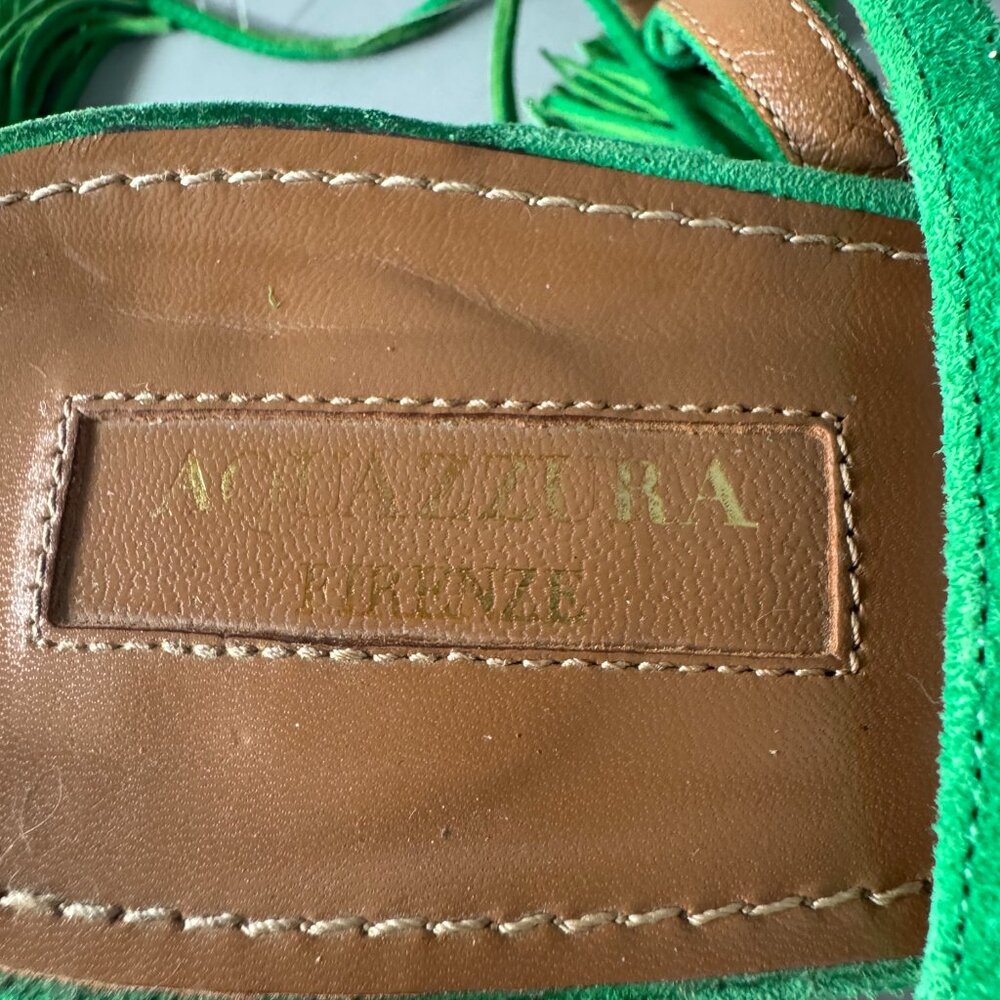 Aquazzura Green Tassel Strap Sandals - Picture 11 of 12